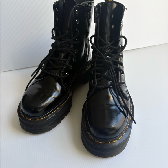 Dr. Martens Jadon Platform Leather Women's Boot - Black Polished Size 6 - Picture 15 of 16